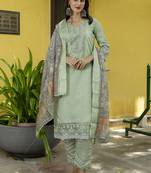Silk blend pista casual wear embroidery work kurta set