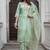 Silk blend light green casual wear embroidery work kurta set