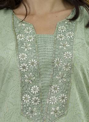 Silk blend pista casual wear embroidery work kurta set 4