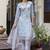 Viscose roman silk powder blue casual wear embroidery work kurta set