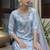 Viscose roman silk powder blue casual wear embroidery work kurta set