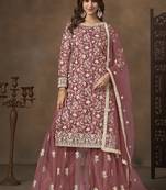 Net embroidered onion pink salwar kameez
