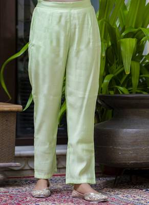Silk blend light green occasional wear embroidery work kurta set 2