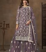 Net embroidered lilac salwar kameez