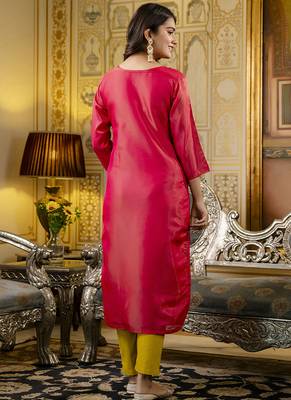 Shimmer silk rani casual wear embroidery work readymade kurti 4