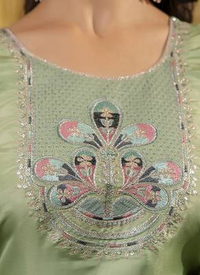 Shimmer silk pista casual wear embroidery work readymade kurti 3