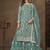 Net embroidered turquoise salwar kameez