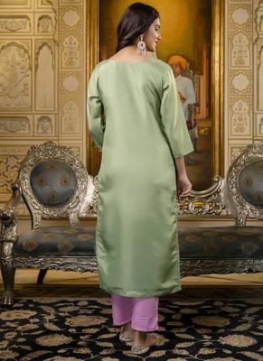 Shimmer silk pista casual wear embroidery work readymade kurti 4