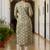 Shimmer silk sage green casual wear embroidery work readymade kurti