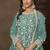 Net embroidered turquoise salwar kameez