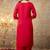 Silk blend bright red party wear embroidery work kurta set