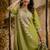 Silk blend olive green party wear embroidery work kurta set