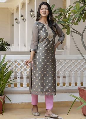 Silk blend mehendi party wear embroidery work readymade kurti 1