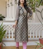Silk blend mehendi party wear embroidery work readymade kurti