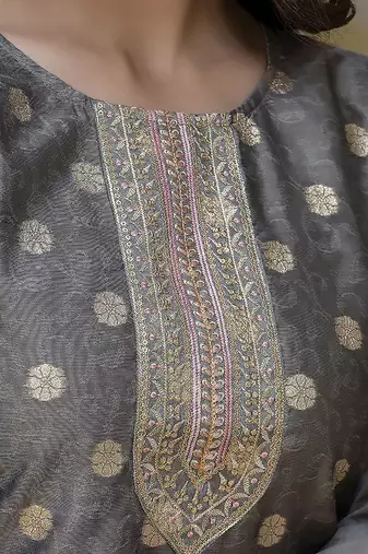 Silk blend mehendi party wear embroidery work readymade kurti