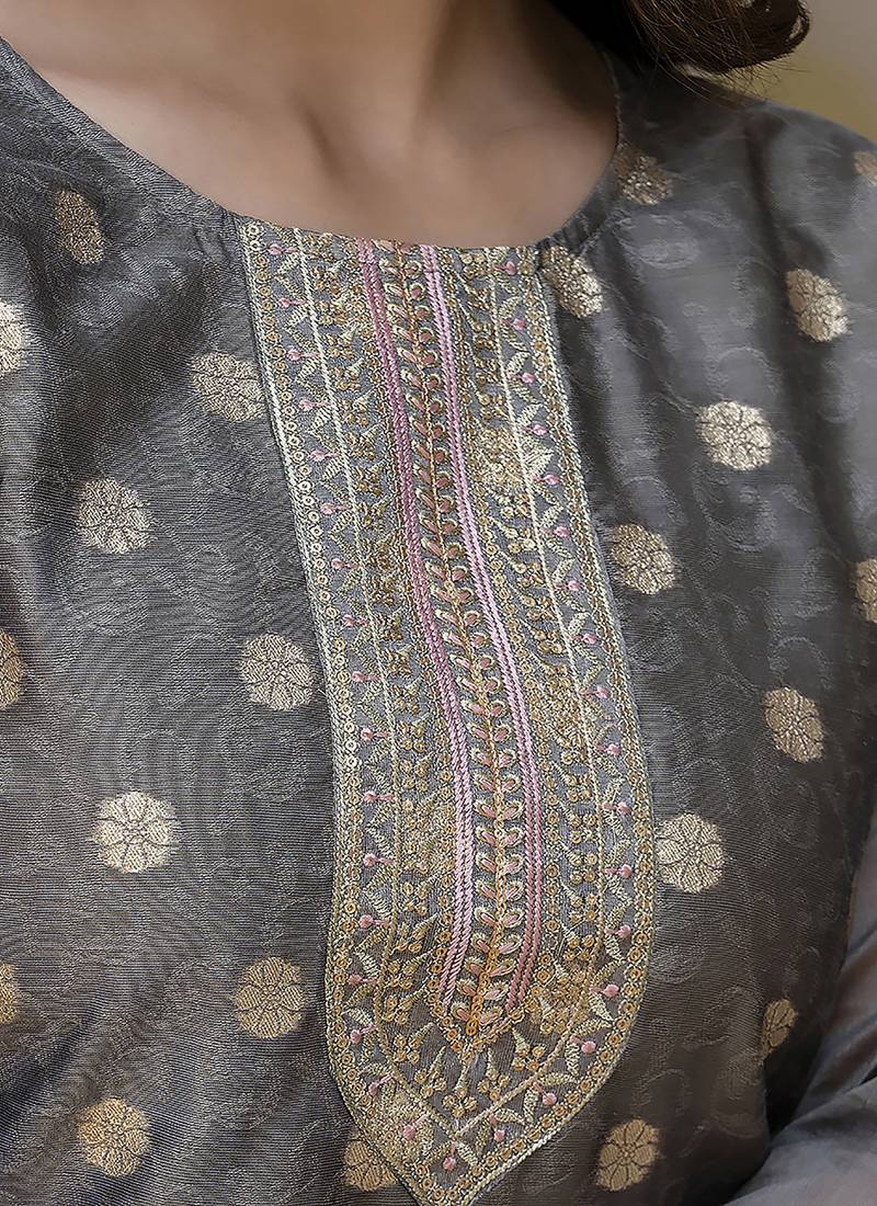 Silk blend mehendi party wear embroidery work readymade kurti