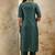Viscose rayon bottle green casual wear embroidery work kurta set