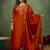 Silk blend rust orange party wear embroidery work kurta set