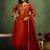Silk blend rust orange party wear embroidery work kurta set