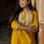 Silk blend mustard casual wear embroidery work kurta set