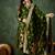 Organza silk dark green wedding wear meenakari work kurta set