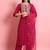 Silk blend rani pink casual wear embroidery work kurta set