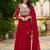 Faux Blooming Embroidered Gown with Zari Lace Dupatta     Maroon | 56" Length