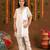 Girls shimmer White Suit Set White Georgette Dress with Gotta Work