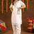 Girls shimmer White Suit Set White Georgette Dress with Gotta Work