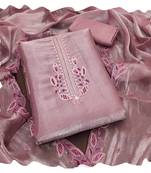 Women levender barbarik silk  dress material with dupatta