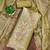 Women olive green barbarik silk  dress material with dupatta