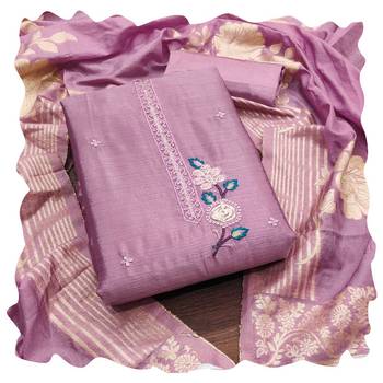 Women purple chinon silk  dress material with dupatta 1
