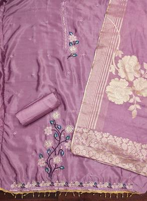 Women purple chinon silk  dress material with dupatta 3