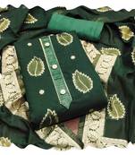 Women green simmer jacquard  dress material with dupatta