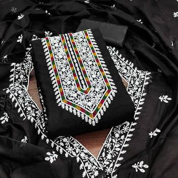 Women black modal cotton dress material with dupatta 2