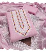 Women baby pink modal cotton  dress material with dupatta