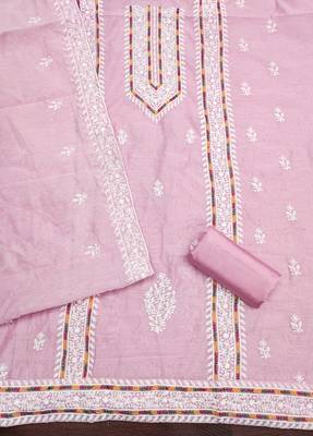 Women baby pink modal cotton dress material with dupatta 3