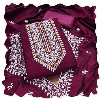 Women magenta modal cotton dress material with dupatta 1