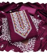 Women magenta modal cotton  dress material with dupatta