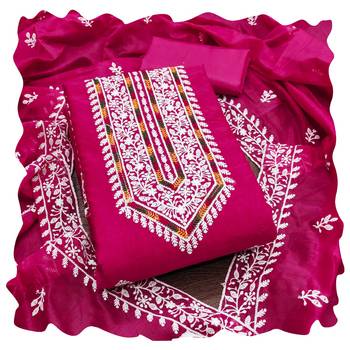 Women pink modal cotton dress material with dupatta 1