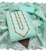 Women sea green modal cotton  dress material with dupatta