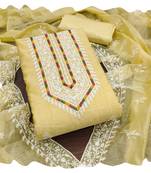 Women yellow modal cotton  dress material with dupatta