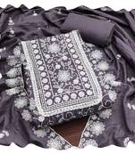 Women grey parampara silk  dress material with dupatta