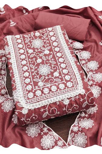 Women levender parampara silk  dress material with dupatta