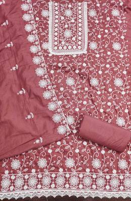 Women levender parampara silk  dress material with dupatta 3