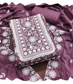 Women purple parampara silk  dress material with dupatta
