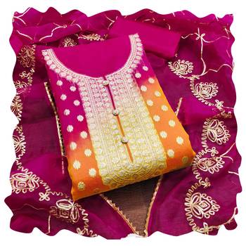 Women multi organja jacquard dress material with dupatta 1