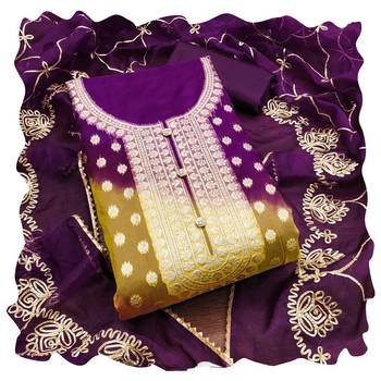Women multi organja jacquard dress material with dupatta 1