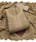 Women beige star georgette  dress material with dupatta