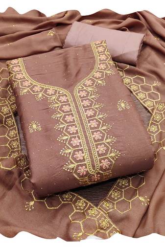 Women levender star georgette  dress material with dupatta